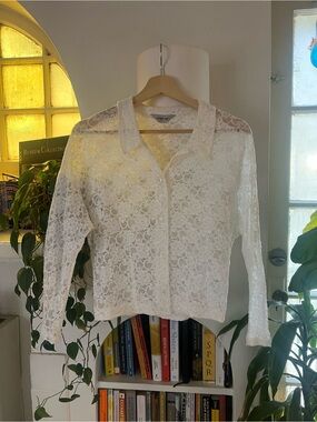 Vintage White Lace Button-Up Blouse